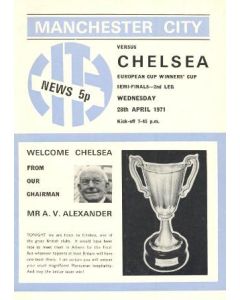 Manchester City vChelsea official programme 28/04/1971