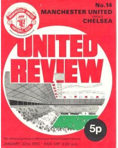Manchester United vChelsea official programme 22/01/1972