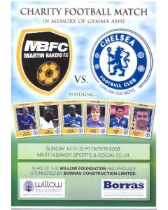 Martin Backers vChelsea Old Boys official programme 14/09/2008 charity match