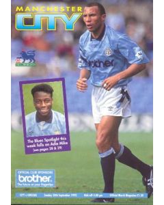 Manchester City vChelsea official programme 20/09/1992 Premier League