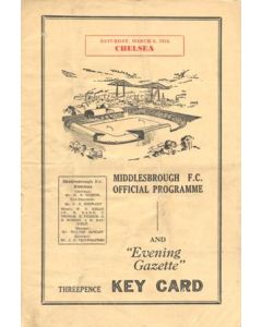 Middlesbrough v Chelsea official programme 06/03/1954