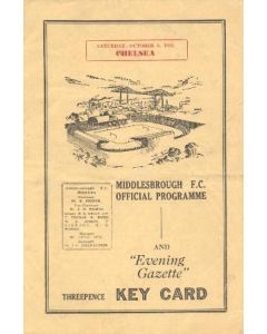 Middlesbrough vChelsea official programme 06/10/1951 Very Rare