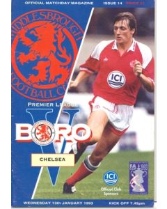 Middlesbrough v Chelsea official programme 13/01/1993 Premier League
