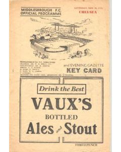 Middlesbrough vChelsea official programme 26/11/1949