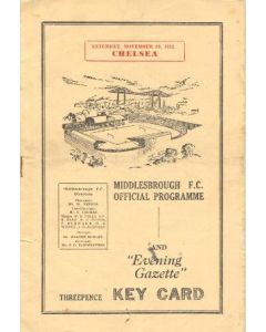Middlesbrough v Chelsea official football programme 29/11/1952