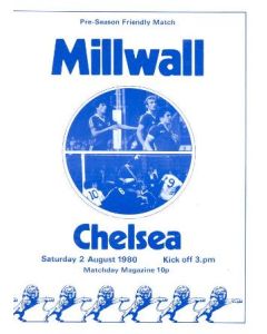 Millwall vChelsea pre-seasonal friendly match official programme 02/08/1980