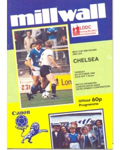 Millwall v Chelsea official programme 09/10/1984 Milk Cup