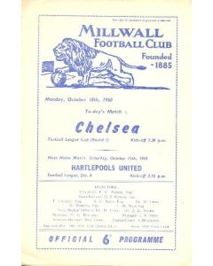 Millwall v Chelsea official programme 10/10/1960