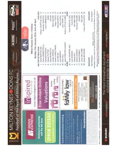 2016 MK Dons v Chelsea FA Cup 4th Round Original Teamsheet