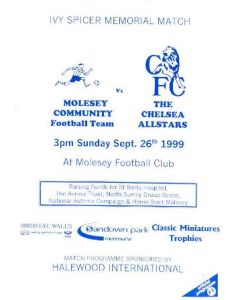 Molesey Community vChelsea All Stars official programme 26/09/1999