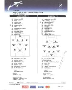 Monaco v Chelsea line-ups 20/04/2004 Champions League Semi-Final