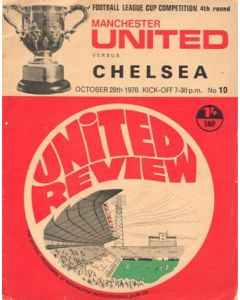 Manchester United v Chelsea League Cup 4th Round 28/10/1970