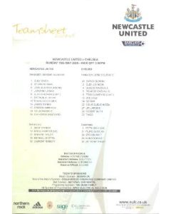 Newcastle v Chelsea teamsheet 15/05/2005