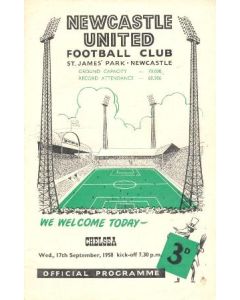 Newcastle United vChelsea official programme 17/09/1958