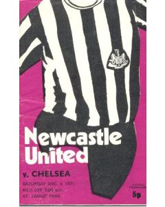 Newcastle United vChelsea official programme 04/12/1971