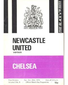 Newcastle vChelsea official programme 20/10/1973
