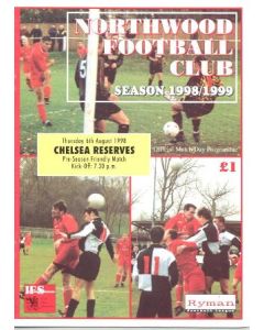 Northwood vChelsea Reserves official programme 06/08/1998 friendly match