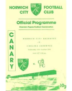 Norwich City vChelsea official programme 10/10/1990