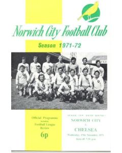 Norwich City vChelsea official programme 17/11/1971