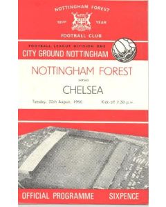 Nottingham Forest vChelsea official programme 30/08/1966