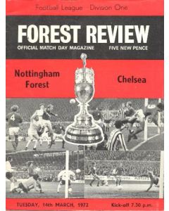 Nottingham Forest vChelsea official programme 14/03/1972