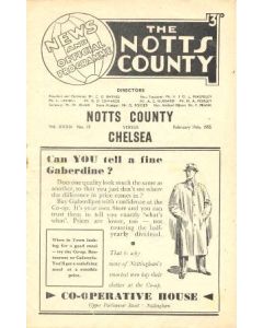 Notts County vChelsea official programme 19/02/1955