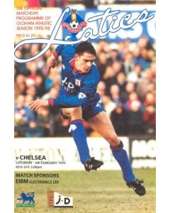 Oldham Athletic vChelsea official programme 06/02/1993 Premier League