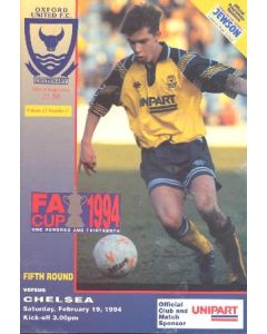 Oxford United vChelsea official programme 19/02/1994