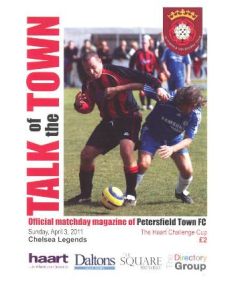 Petersfield v Chelsea Legends official programme 03/04/2011 Haart Challenge Cup