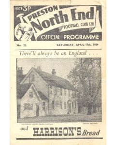 Preston North End vChelsea official programme 17/04/1954