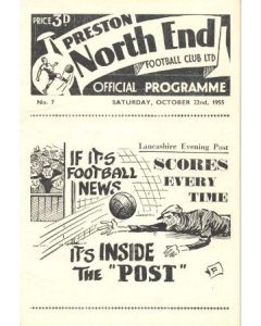 Preston North End vChelsea official programme 22/10/1955
