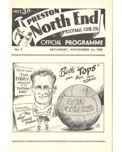 Preston North End vChelsea official programme 01/11/1958
