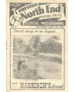 Preston North End vChelsea official programme 12/04/1952