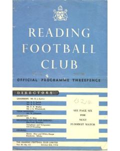 Reading vChelsea official programme 08/10/1956