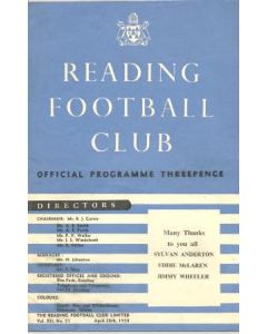 Reading vChelsea official programme 28/04/1958