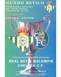 Real Betis vChelsea official programme 05/03/1998 European Cup Winners Cup Quarter-Final