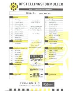 Roda vChelsea Colour Single Sheet Colour Programme non-programme game 10/08/2002