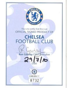 Officially Signed Product of Chelsea F.C. - original signarure of Ron Gourlay - Chief Executive of Chelsea F.C., dated 29/07/2010