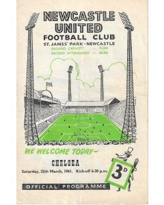Newcastle United v Chelsea Official Programme 25/03/1961
