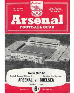 Arsenal v Chelsea Official Programme 4/11/1961