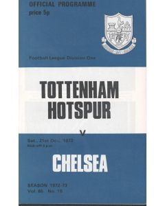 Tottenham Hotspur v Chelsea 21/10/1972 Programme