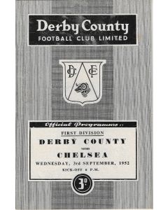 Derby County v Chelsea 3/9/1952 Football Programme