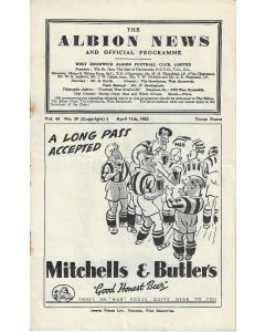 West Bromwich Albion v Chelsea 11/4/1953 Football Programme