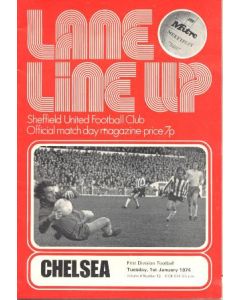 Sheffield United vChelsea official programme 01/01/1974