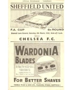Sheffield United vChelsea official programme 08/03/1952