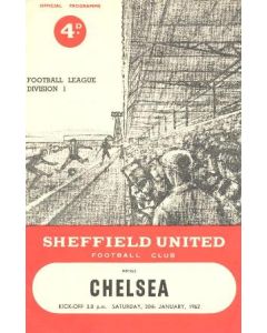Sheffield United v Chelsea official programme 20/01/1962