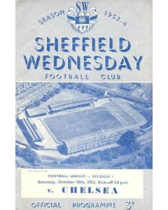 Sheffield Wednesday vChelsea official programme 10/10/1953