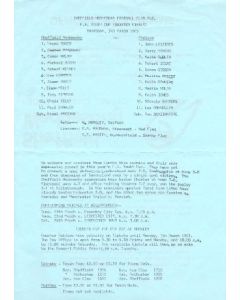 Sheffield Wednesday v Chelsea official teamsheet 03/03/1983 FA Cup