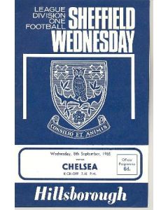 Sheffield Wednesday vChelsea official programme 08/09/1965