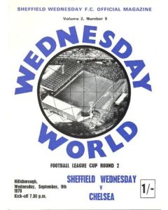 Sheffield Wednesday vChelsea official programme 09/09/1970